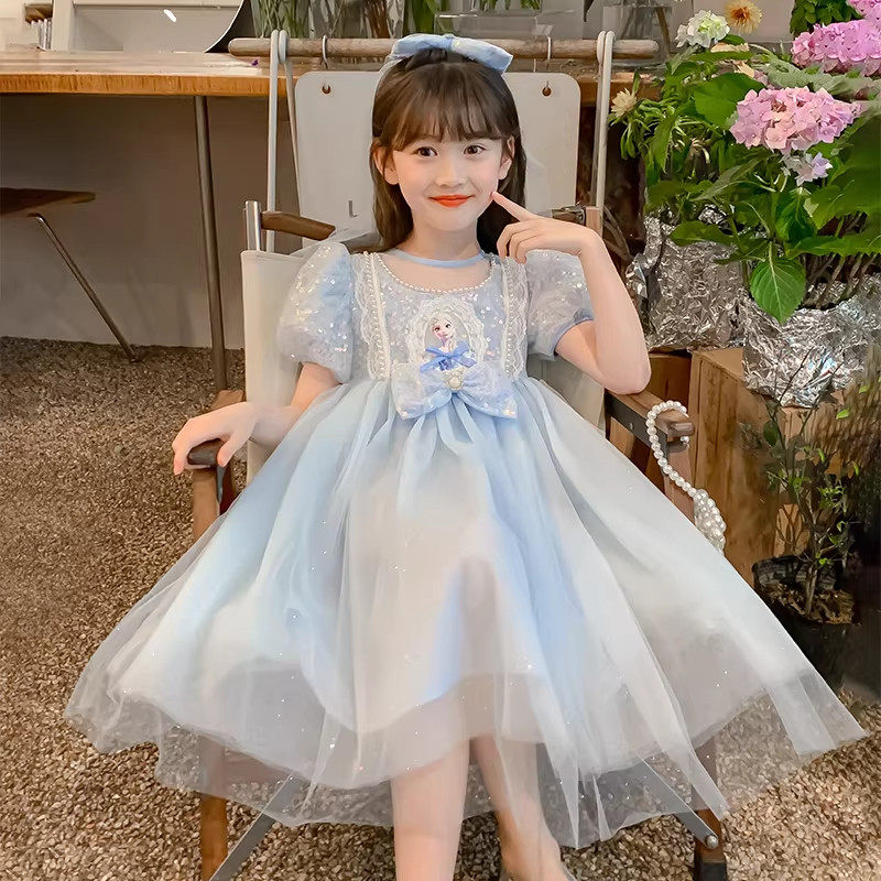 next ttat艾莎公主裙女童冰雪奇缘裙子夏季儿童生日爱莎连衣裙潮