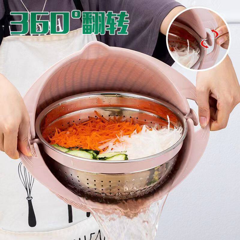不锈钢滤水盆家用可旋转
