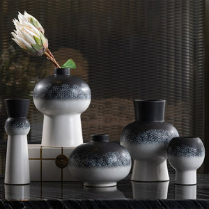 新中创式意星球陶瓷m花瓶摆件售楼部样板房酒店茶室客厅软装饰品