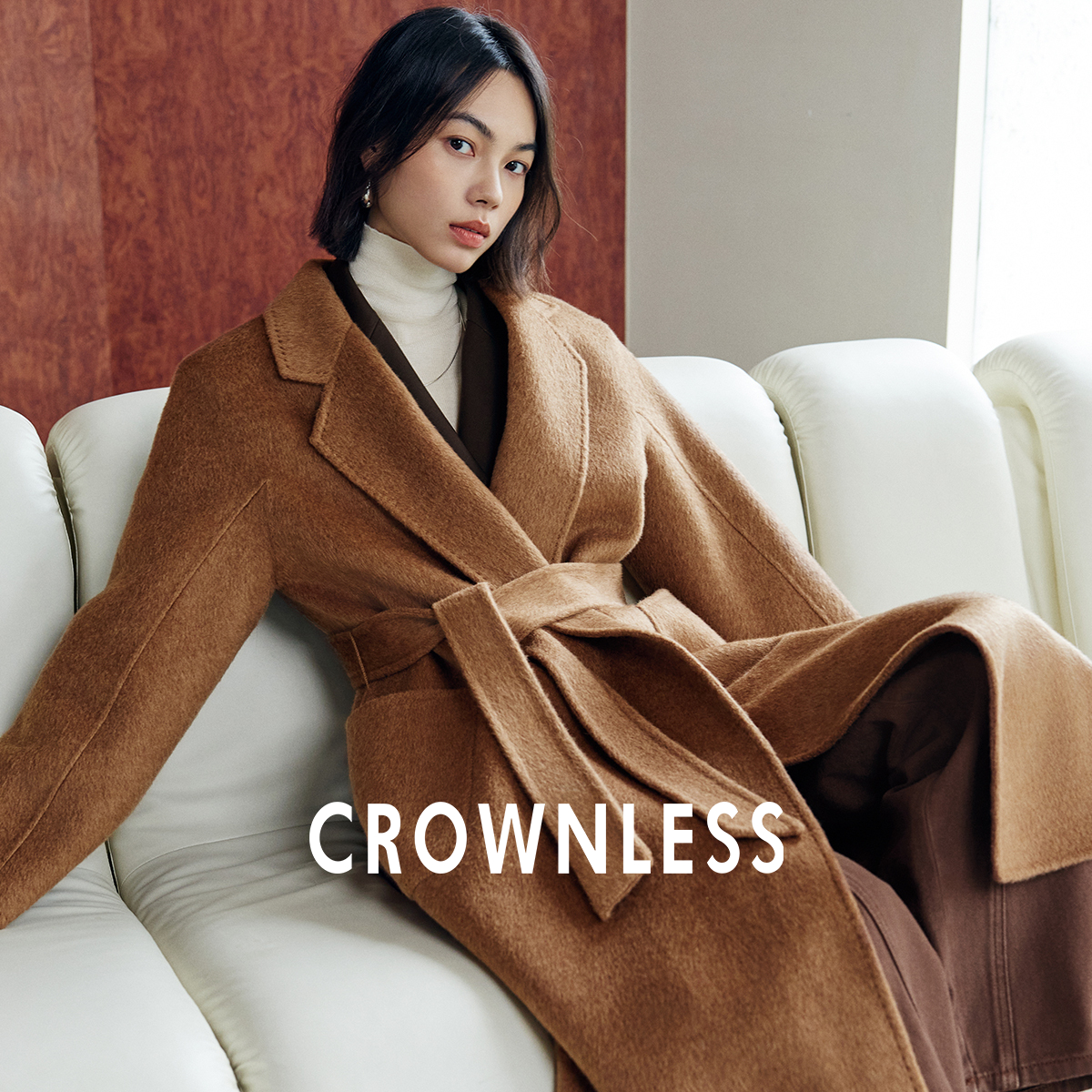 双面呢浴袍长款大衣女