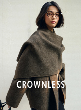 CROWNLESS未冕松弛牦牛绒羊毛双面呢型感围巾披肩中长大衣