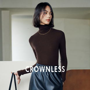 CROWNLESS未冕德国扬子羊毛高领一体成型显瘦打底针织衫女