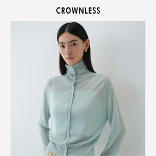 CROWNLESS未冕26春亲肤水溶羊毛+18针织造 自由堆堆领多纽扣毛衣