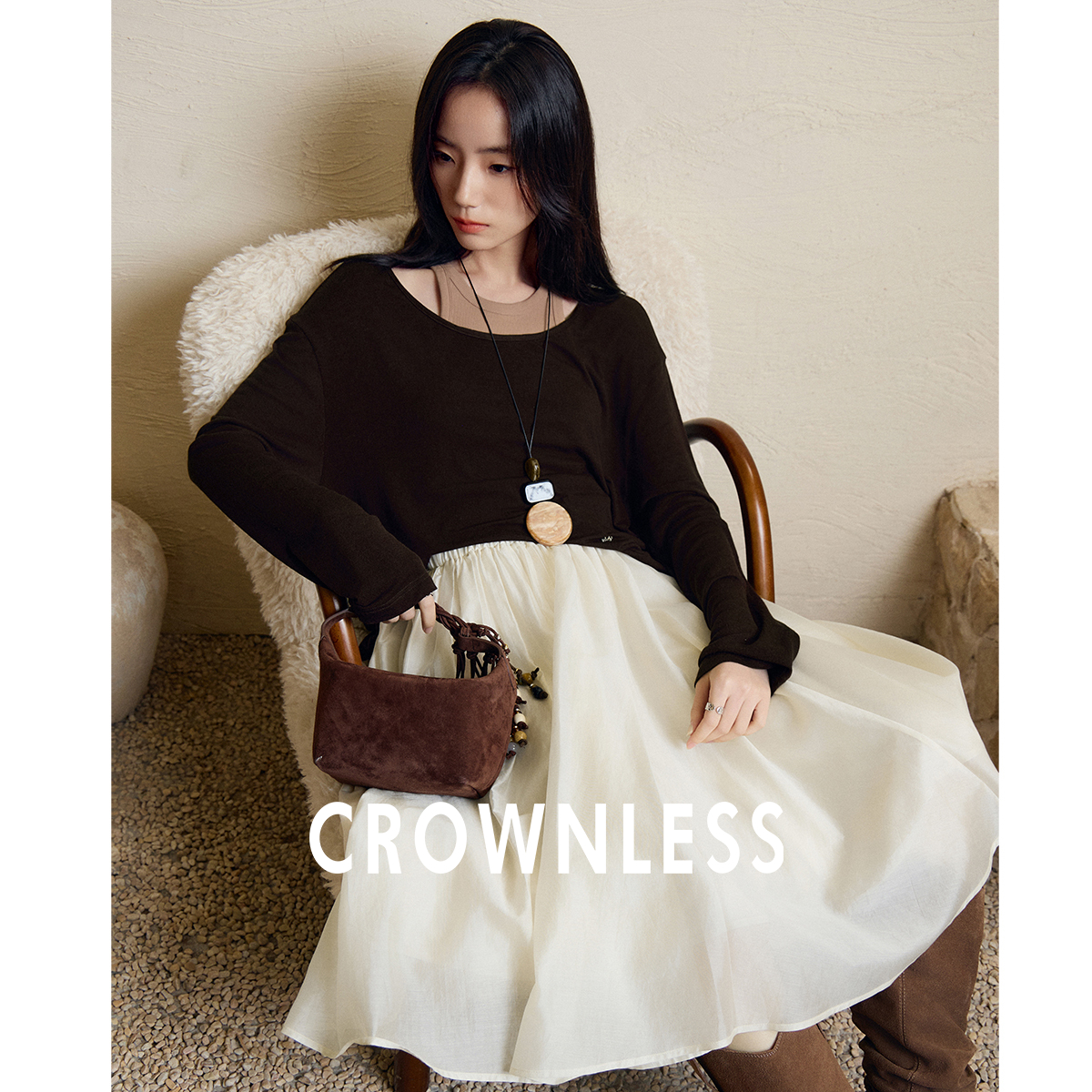 纯色A字裙通勤薄纱半身裙