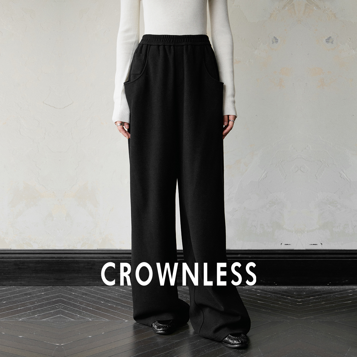 新款高级感羊毛针织运动裤