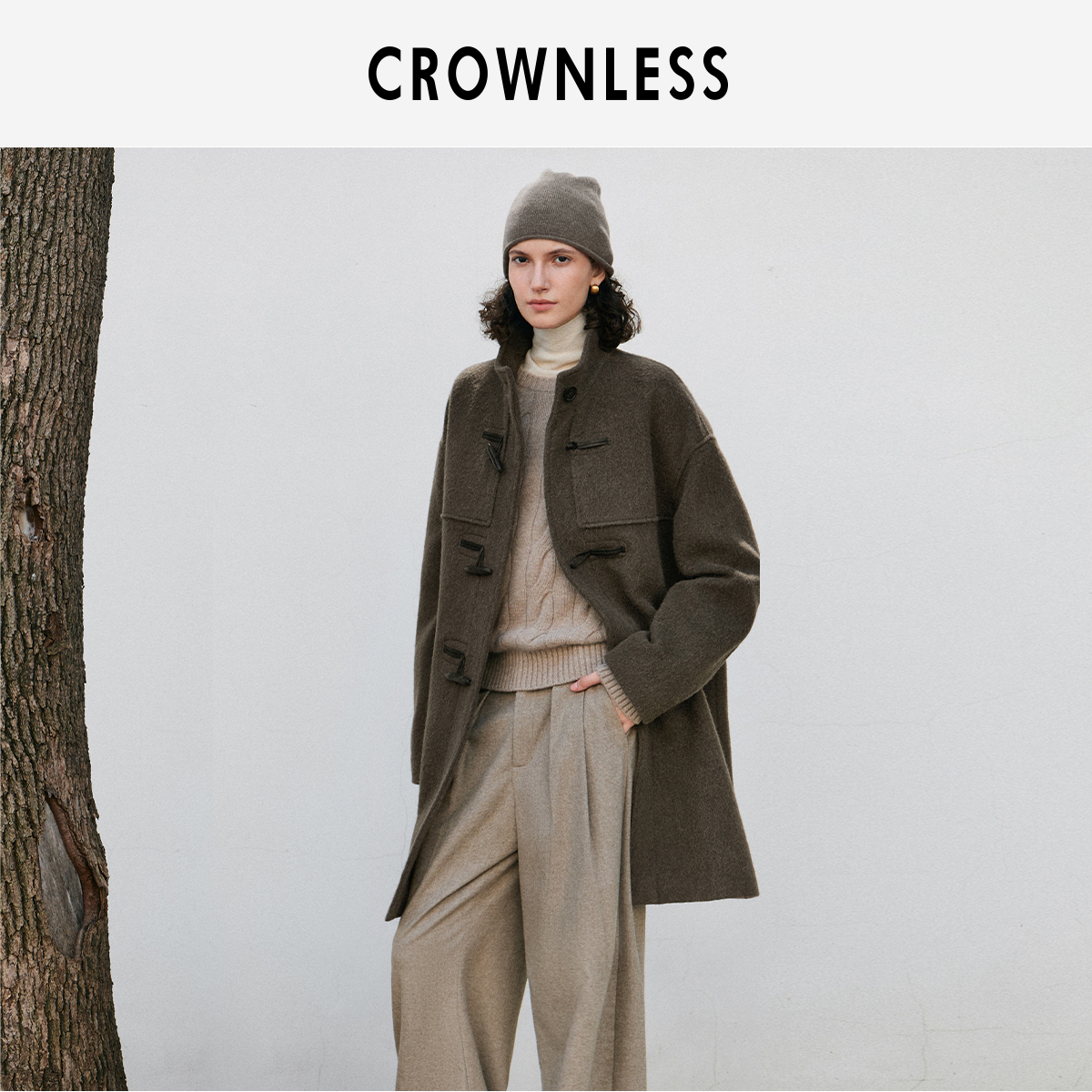 皮袢牛角扣 立体结构线 气质小立领