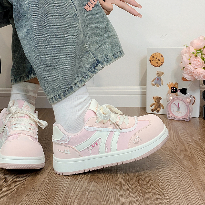 回力粉色泡芙德训鞋女2025秋季