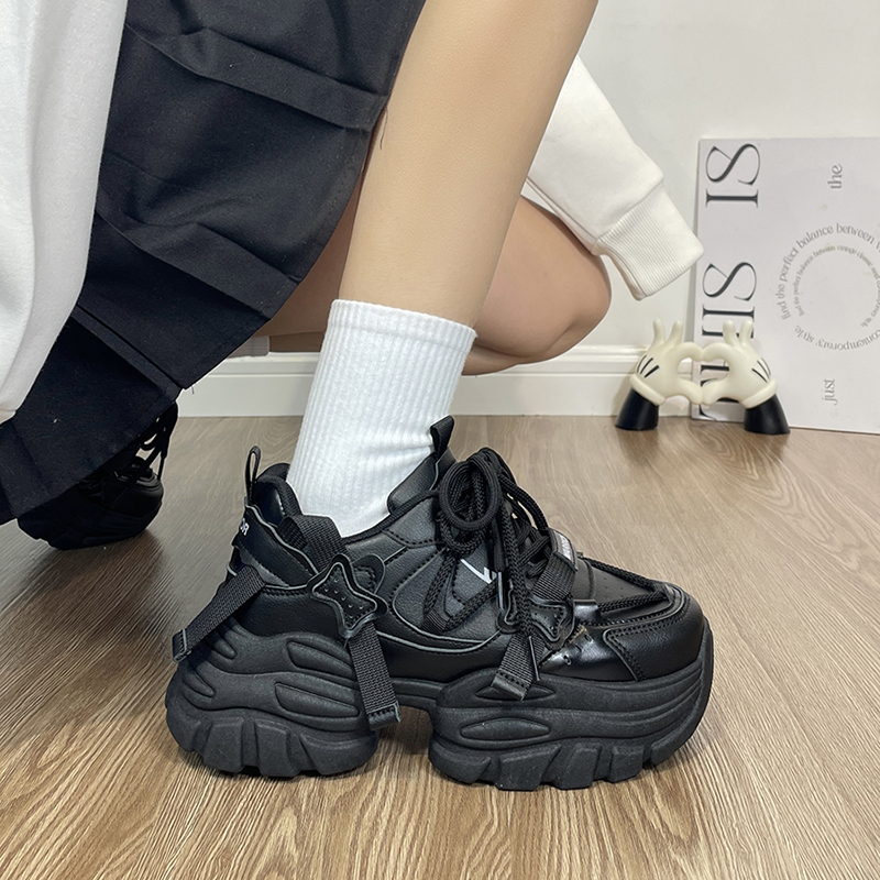 回力厚底黑色老爹鞋女2025新款