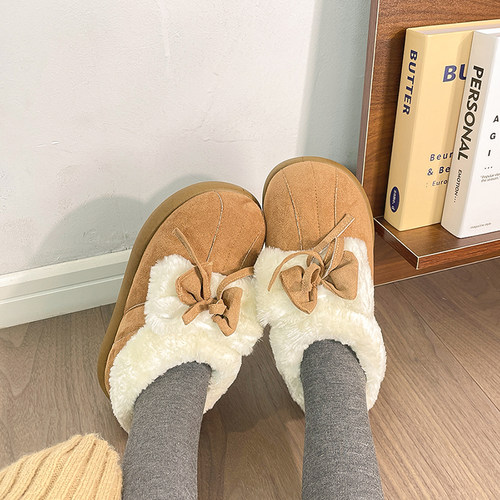 回力蝴蝶结毛毛雪地靴冬季保暖