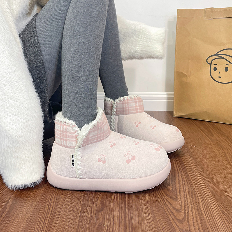 回力2025冬季加绒加厚粉色雪地靴