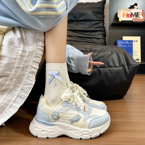 回力多巴胺老爹鞋女学生厚底增高猫爪小鱼软萌透气百搭休闲运动鞋