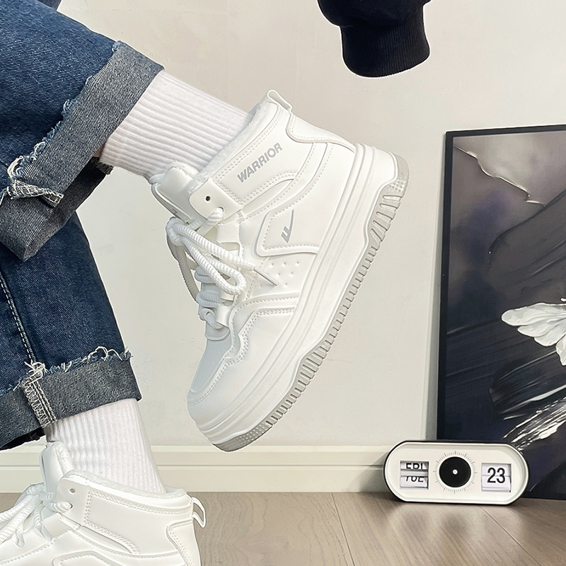 回力2025冬季新款加绒高帮小白鞋