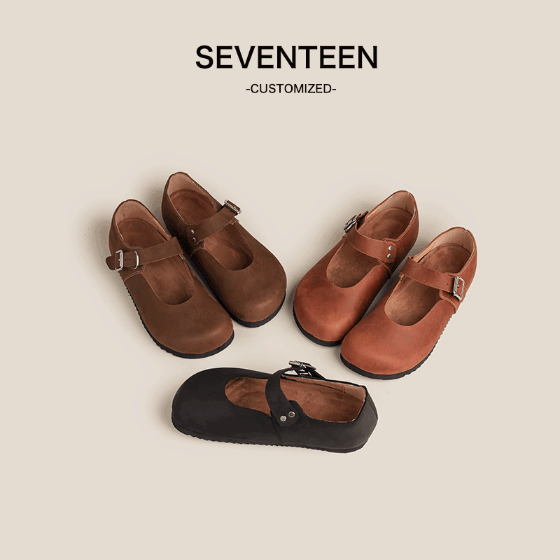 SEVENTEEN 三色复古玛丽珍小皮鞋