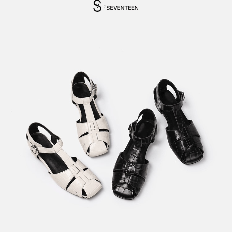SV17 SEVENTEEN 双色复古罗马凉鞋