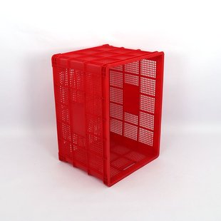 熟料荧光绿色塑料筐755纺织口罩厂绿色塑料筐全新料食品搬运网框
