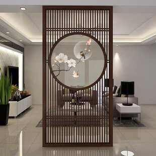 屏风隔断客厅实木格栅现代简约刺绣茶室遮挡正对门入户玄关 新中式