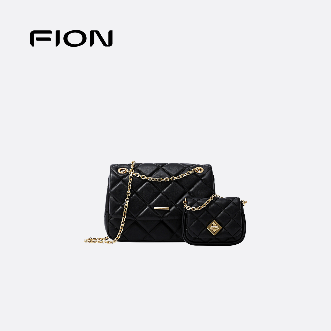 Fion/菲安妮真皮小方包2025新款女小众高级子母斜挎包通勤单肩包 - 封面