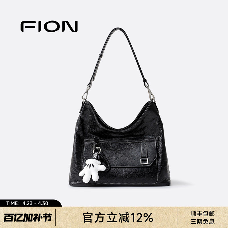 FION菲安妮迪士尼米奇联名2026新款大容量单肩斜挎真皮托特包女