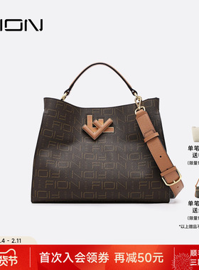 Fion/菲安妮经典印花单肩包 新款女包轻奢品牌通勤大容量托特包