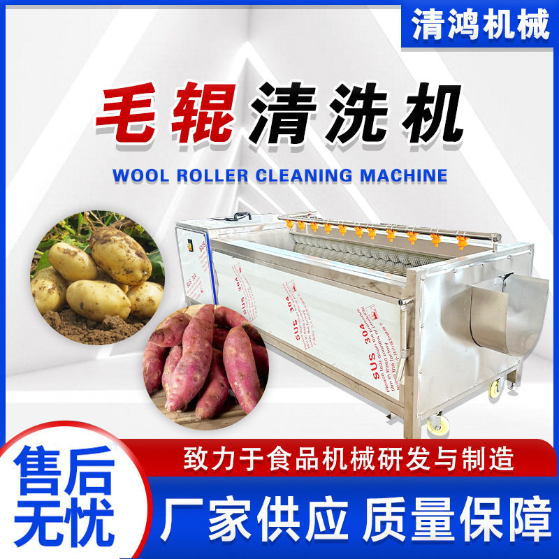 全自动毛刷土豆清洗机毛辊红薯地瓜清洗去皮机工业大型洗姜机高效