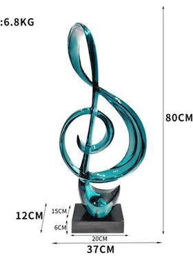 现代轻奢透明音符摆件酒吧音乐厅树脂乐器雕塑客厅玄关装饰工艺品