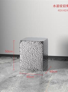 现代轻奢水波纹不锈钢酒店售楼部会所服装店雕塑台展示台落地摆件