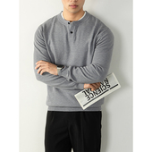 莫代尔针织羊毛衫 圆领毛衣 亨利领纽扣保暖打底衫 男秋冬季 2025新款