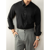 男士 长袖 秋冬季 莫代尔丝滑垂感无痕衬衫 2025新款 抗皱免烫商务衬衣