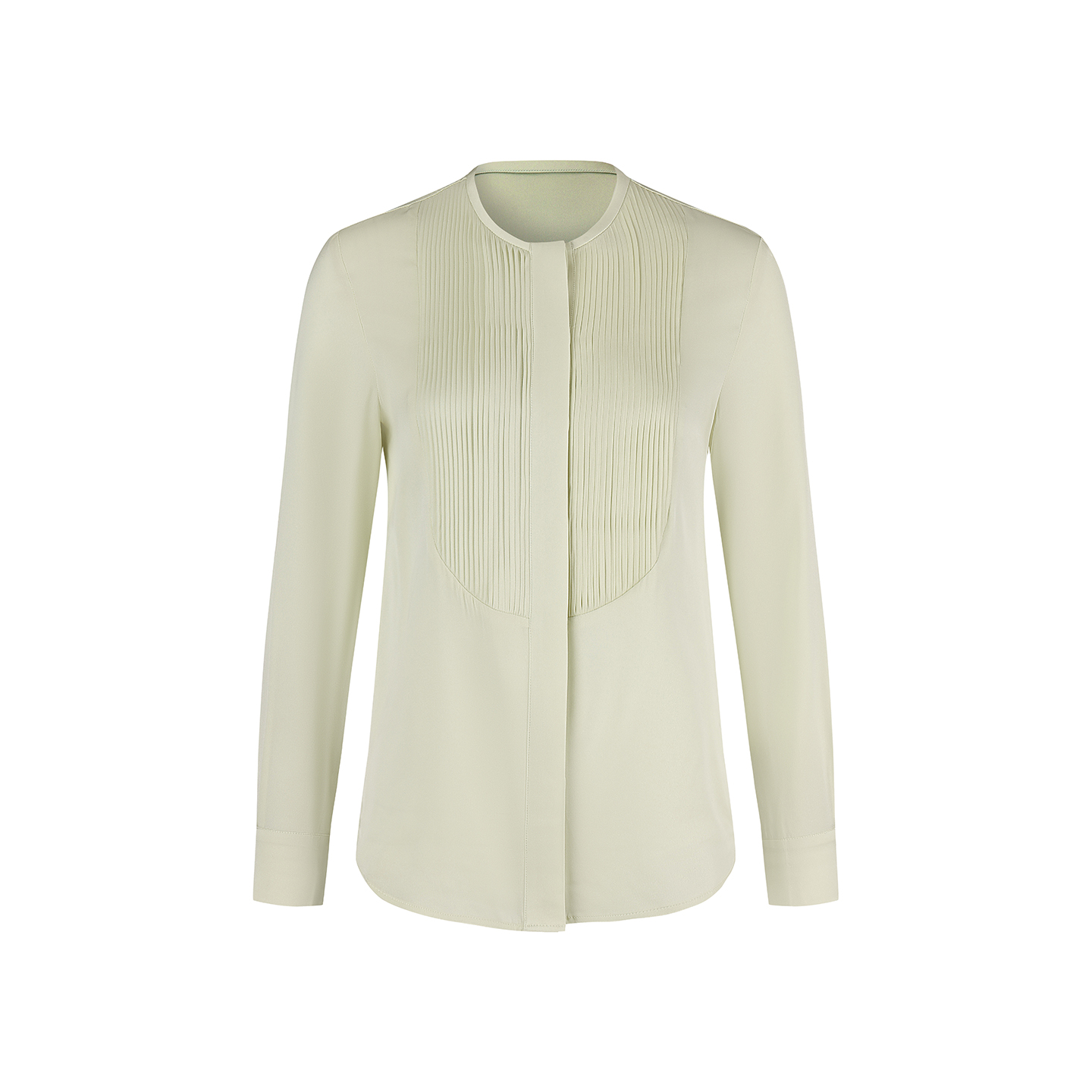 VERTOW无领风琴褶真丝衬衣