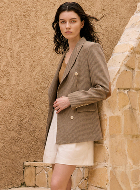 【新年5折】VER TOW 美拉德格纹羊毛西装女 26春新品气质通勤外套