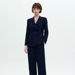 VER 套装 TOW 直筒裤 精纺羊毛通勤显瘦外套 双排扣西装 张婧仪同款