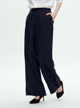 VER TOW 2025夏季新款女士三色亚麻直筒裤气质通勤时尚简约休闲裤