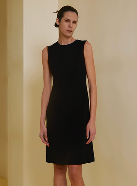 【断码清仓】VER TOW午夜黑无袖收腰连衣裙子女装 醋酸气质连身裙