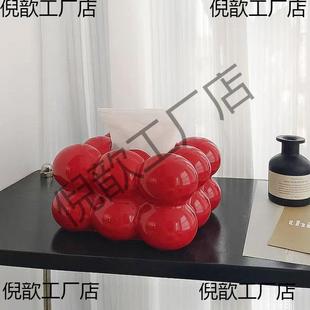 创意红色纸巾盒家用客厅茶几陶瓷抽纸盒纸抽盒结婚餐桌餐巾纸盒子