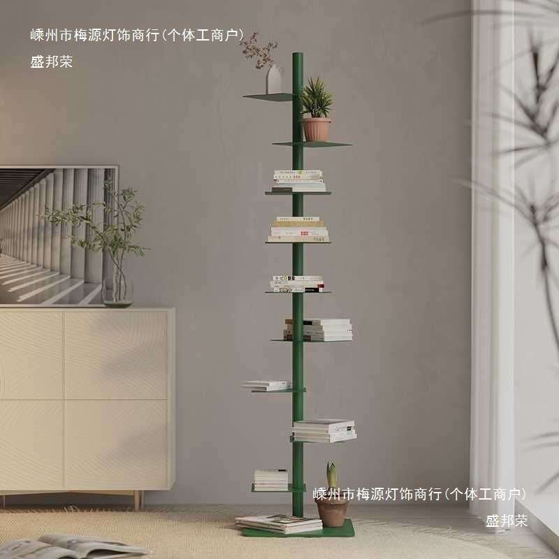 创意设计师旋转隐形螺旋书架展示架客厅铁艺家用转角置物架窄书柜