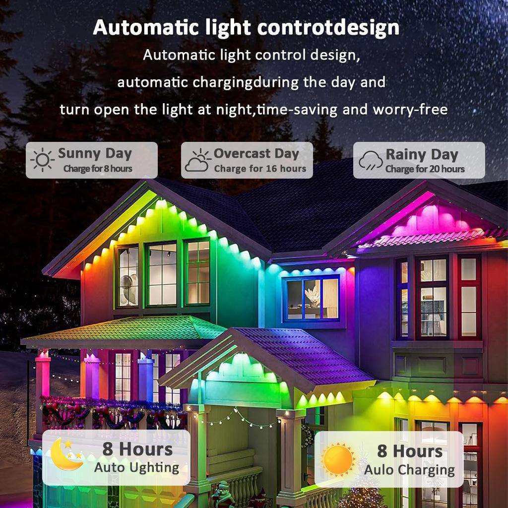 100FT 幻彩60灯太阳能屋檐灯