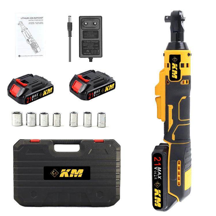 棘轮扳手90度角向锂电外贸款 21v充电式电动扳手套装锂电舞台桁架