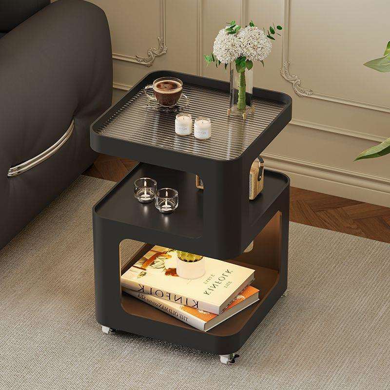 轻奢边几可移动创意茶几沙发边柜客厅带轮小推车铁艺床头柜置物架