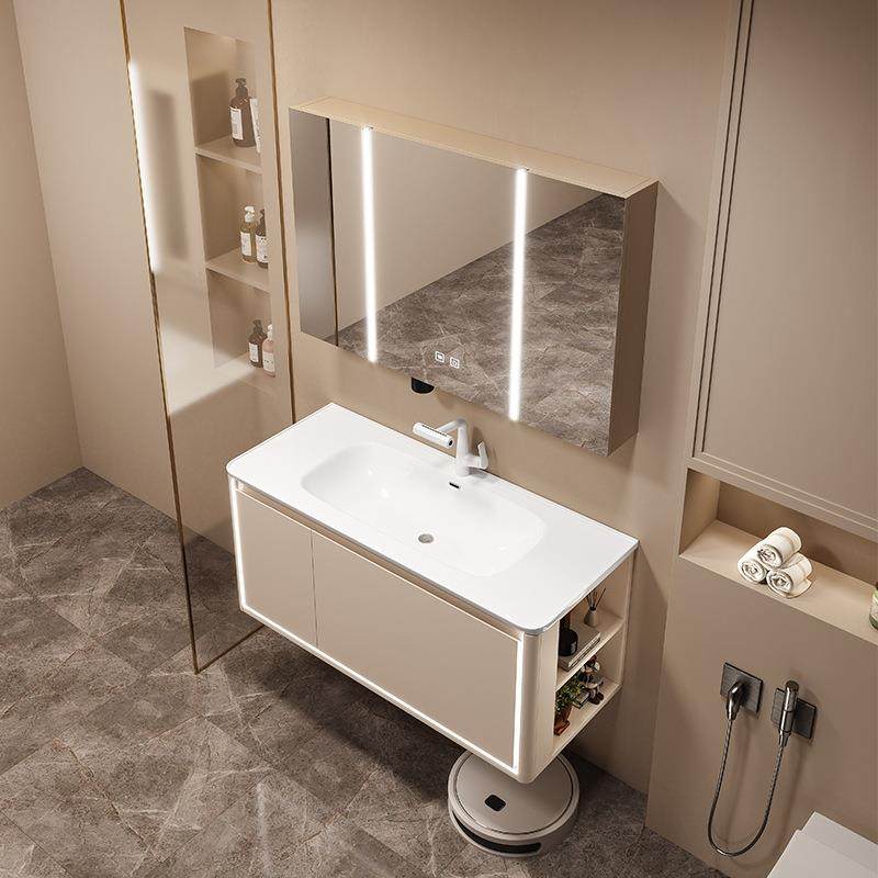 GZZ浴室柜 XH7奶油风一体陶瓷盆组合智能化妆镜柜卫生间洗手脸盆,3C数码配件,USB灯,淘宝优惠券,粉丝福利购,淘宝优惠卷