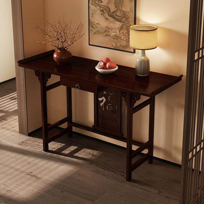 供桌新中式实木玄关神案台窄菩萨供奉佛台条案家用香案桌家庭版