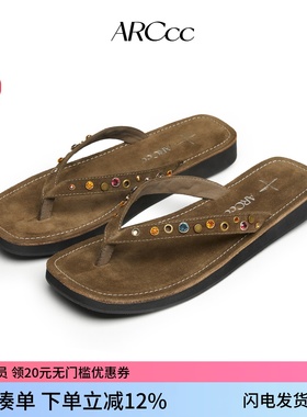 ARCcc WMNS M02 宝石金属 真皮牛反绒 人字拖鞋休闲凉鞋夹脚拖鞋