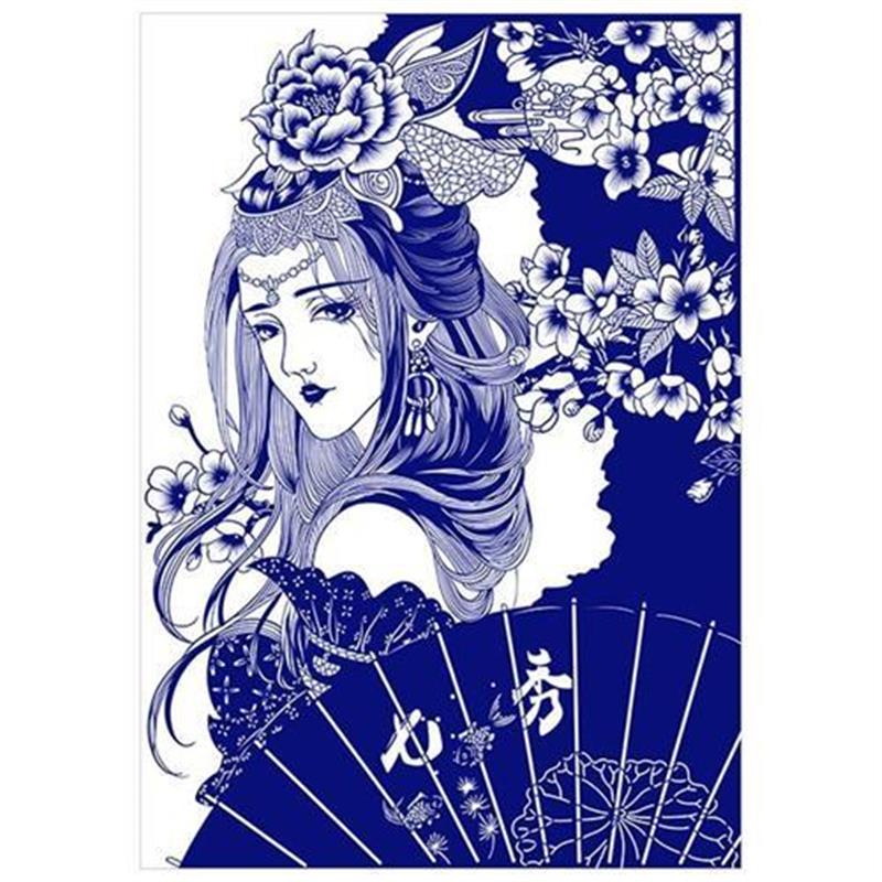 动漫人物剪纸图案模板卡通手工刻纸图样传统剪纸中国风图案打印稿