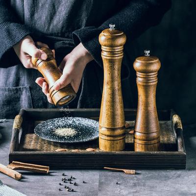 日式商用木质手动胡椒研磨器家用胡椒粉海盐花椒现磨黑胡椒研磨瓶
