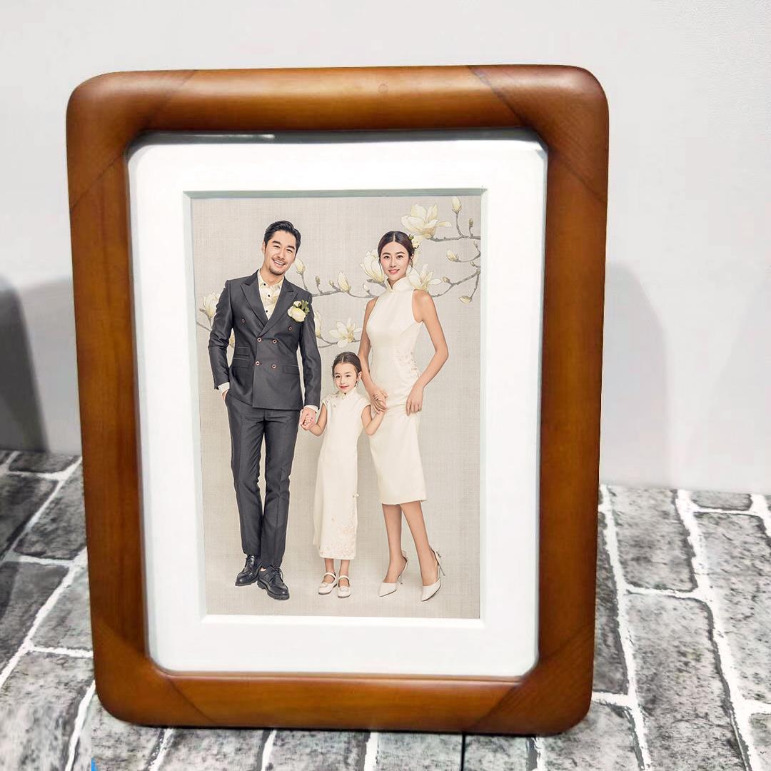 中式古风7寸8寸10寸a3实木圆角卡纸相框创意轻奢儿童摆台像框精致