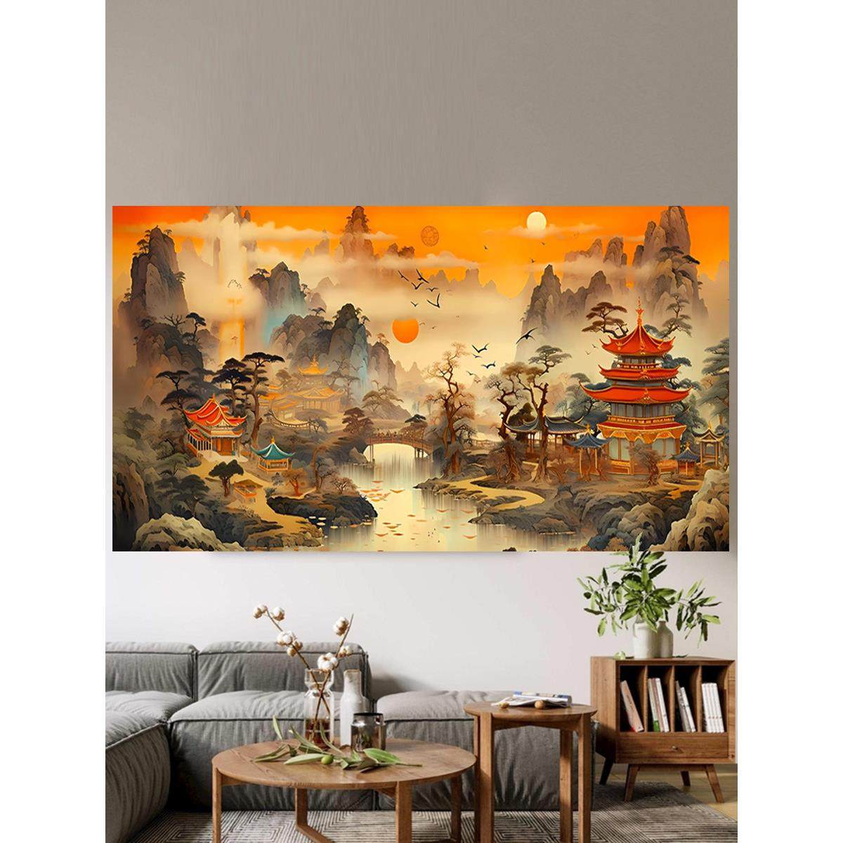 中式国风山水画背景布小众高级装饰布卧室床头挂布客厅墙布画布艺,居家布艺,挂毯/壁毯,淘宝优惠券,粉丝福利购,淘宝优惠卷