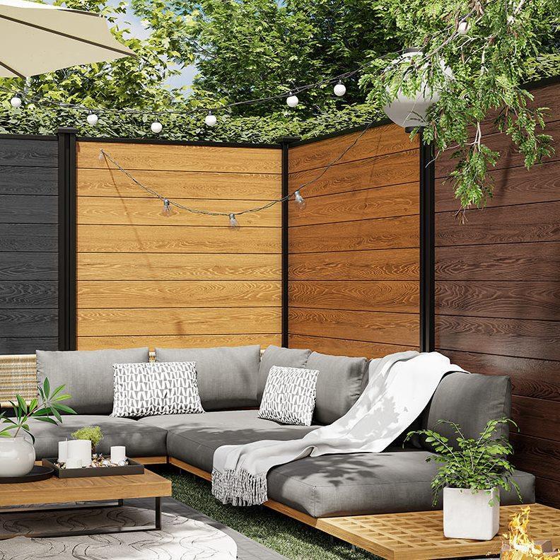 别墅塑木围栏栅栏户外花园庭院围墙隔断防护栏小院子露台木塑栏杆