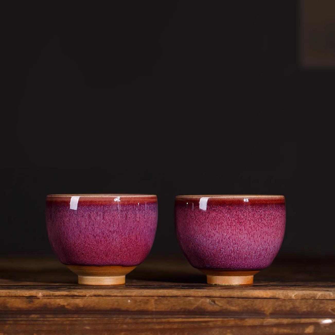 纯手工钧窑茶盏大号主人杯女专用茶杯高端窑变钧瓷送礼家用礼盒装