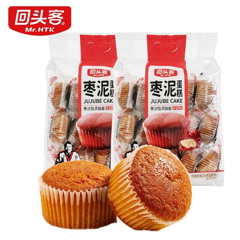 回头客枣泥蛋糕375g独立包装早餐面包休闲零食传统糕点饱腹甜点
