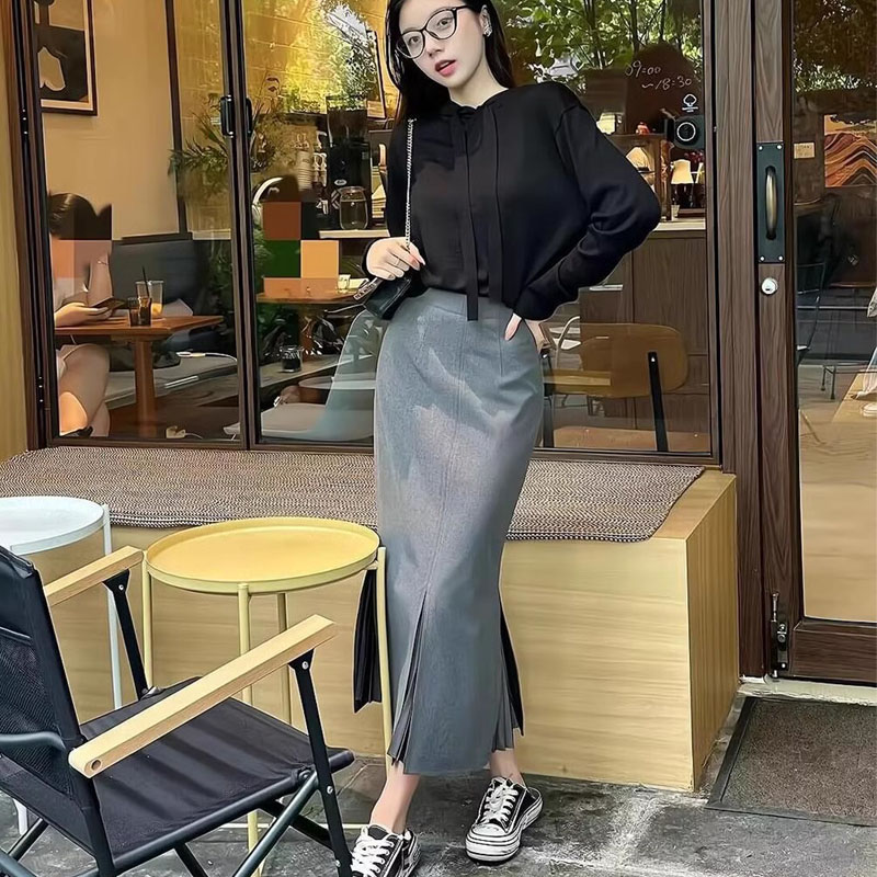 阿玛施薄款开叉包臀鱼尾半身裙女