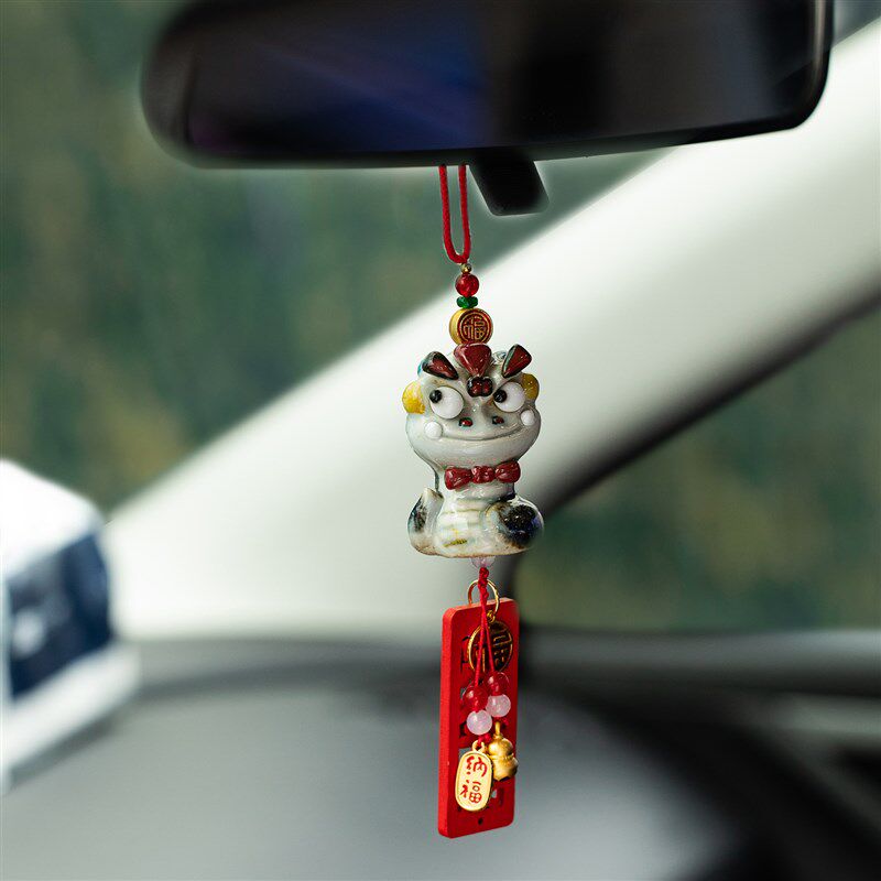 景禧造高端汽车挂件十二生肖陶瓷手工摆件平安车挂车内装饰可爱风